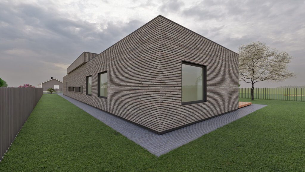 Vizualizacija. Vieno aukšto namo projektas - vienbutis Kauno rajone