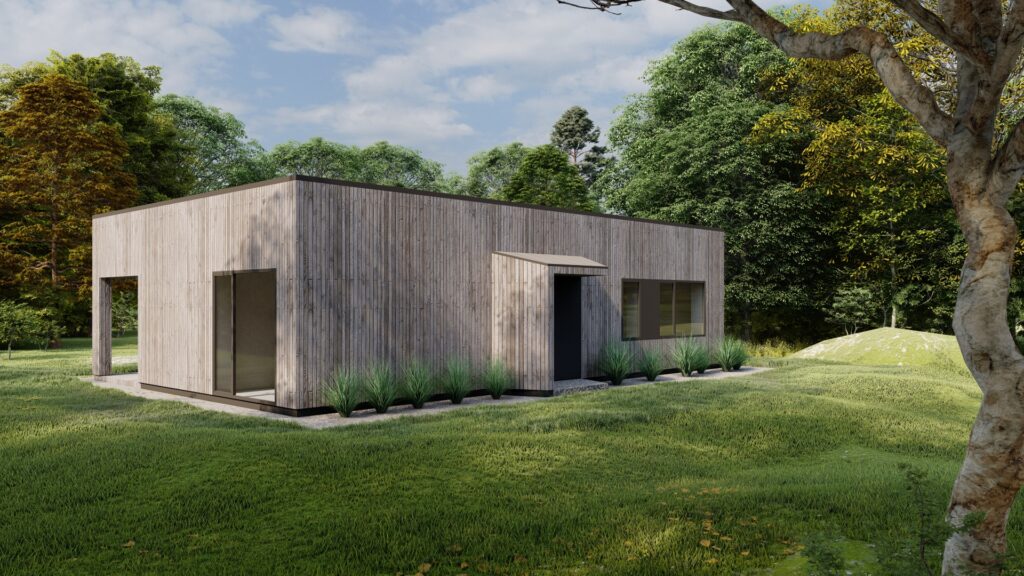 Vizualizacija. 80m² gyvenamo namo projektas