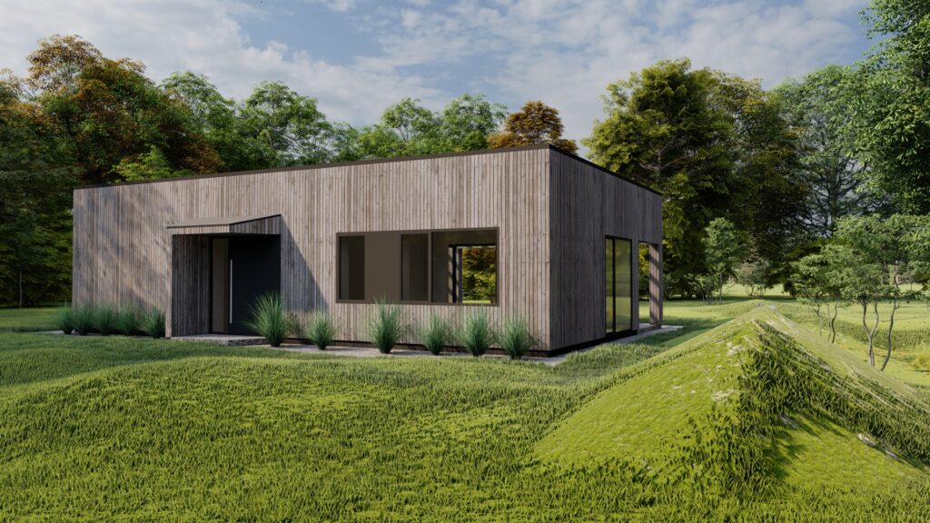 Vizualizacija. 80m² gyvenamo namo projektas