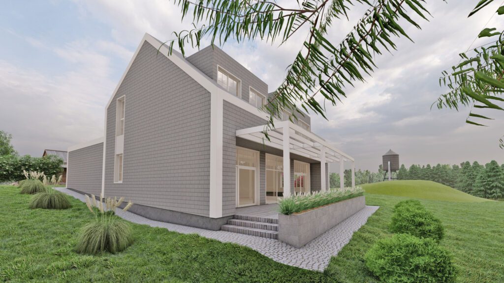 Vizualizacija. Dviejų aukštų gyvenamo namo projektas Kryžiokuose