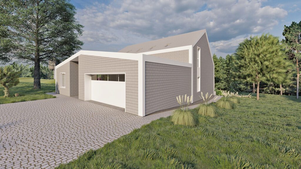 Vizualizacija. Dviejų aukštų gyvenamo namo projektas Kryžiokuose