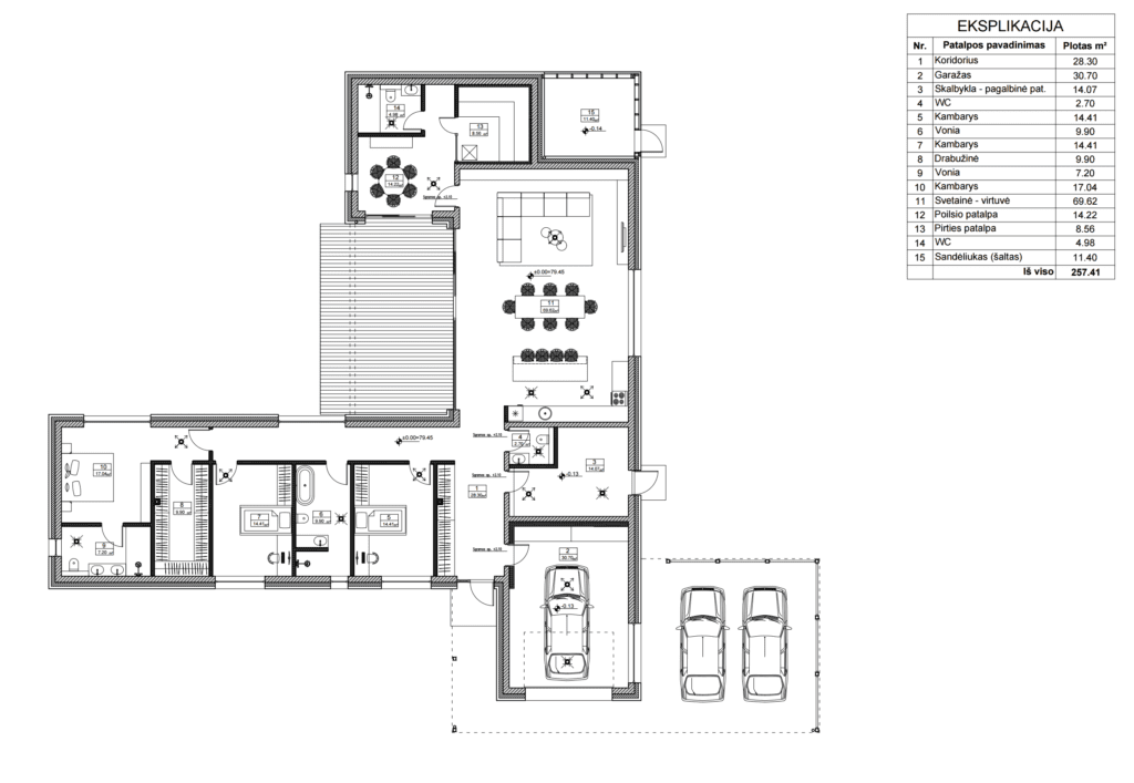 Planas. Vieno aukšto namo projektas Akmenėje
