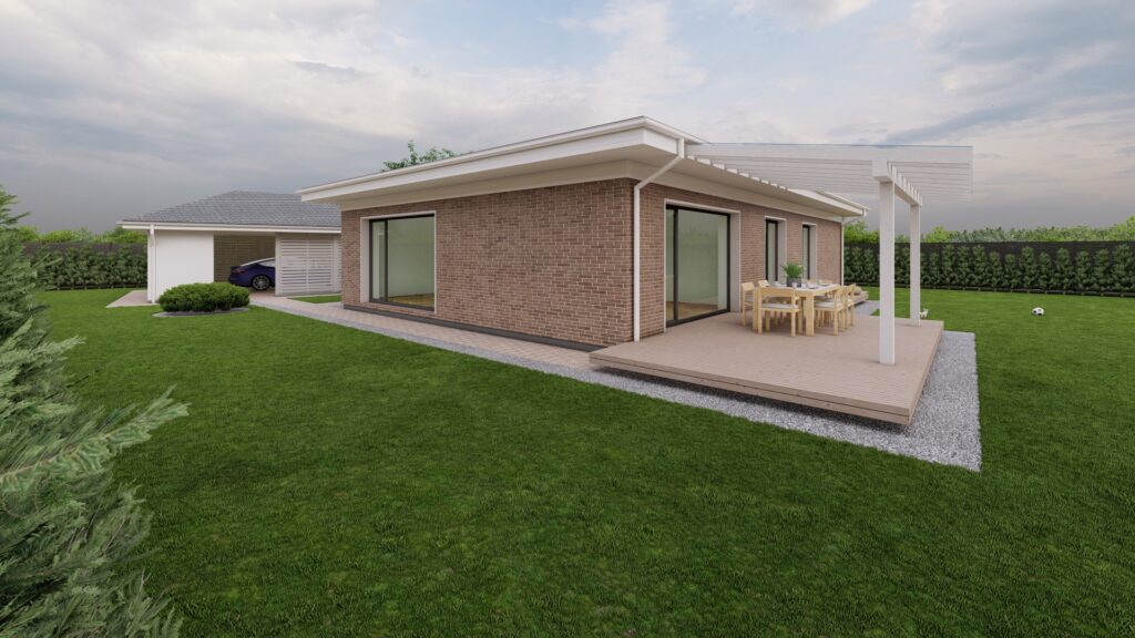 Vizualizacija. Vieno aukšto namo projektas Vilniaus rajone