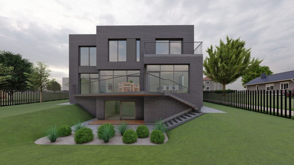 Vizualizacija. Dviejų aukštų gyvenamo namo projektas Drąseikiuose